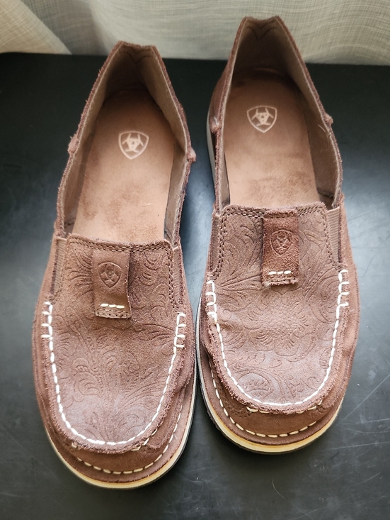 Ariat Shoes - Ariat Brown Suede Embossed Moccasin Slip-Ons Womens 7.5